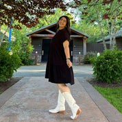 Tiered Shirt Dress - Black