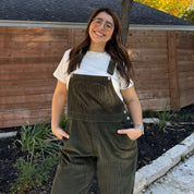 29" Corduroy Overall Jeans - Olive *Clearance Sale*