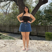 Heritage Denim Mini Skirt - Medium Wash