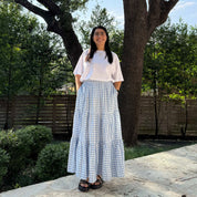 Gingham Long Skirt - Sky *Clearance Sale*