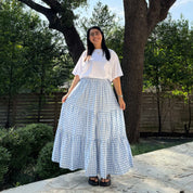 Gingham Long Skirt - Sky *Clearance Sale*