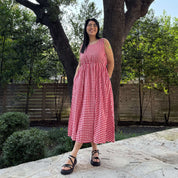 Sleeveless Midi Dress - Tomato